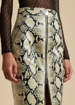 The Quincy Skirt In Natural Python-Embossed Leather -Fashion Girl Sales Shop QUINCY PYTHON 0037