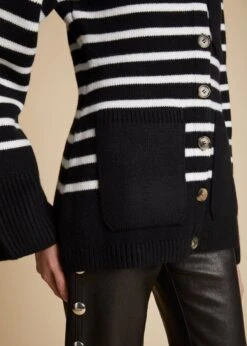 The Suzette Cardigan In Black And White Stripe -Fashion Girl Sales Shop SUZETTE BLACK WHITE 0034