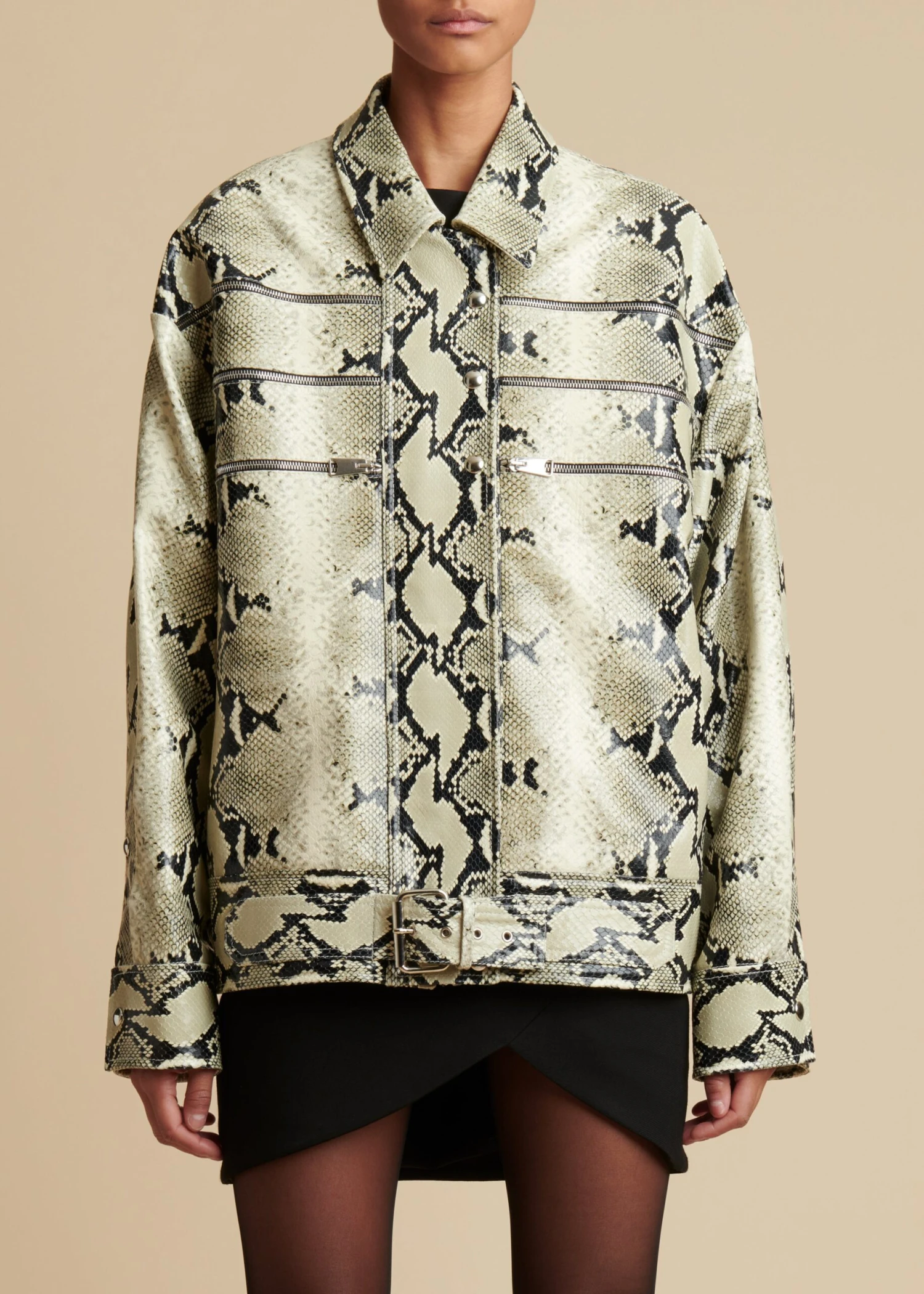 The Tania Jacket In Natural Python-Embossed Leather 2 The Tania Jacket In Natural Python-Embossed Leather - Image 2