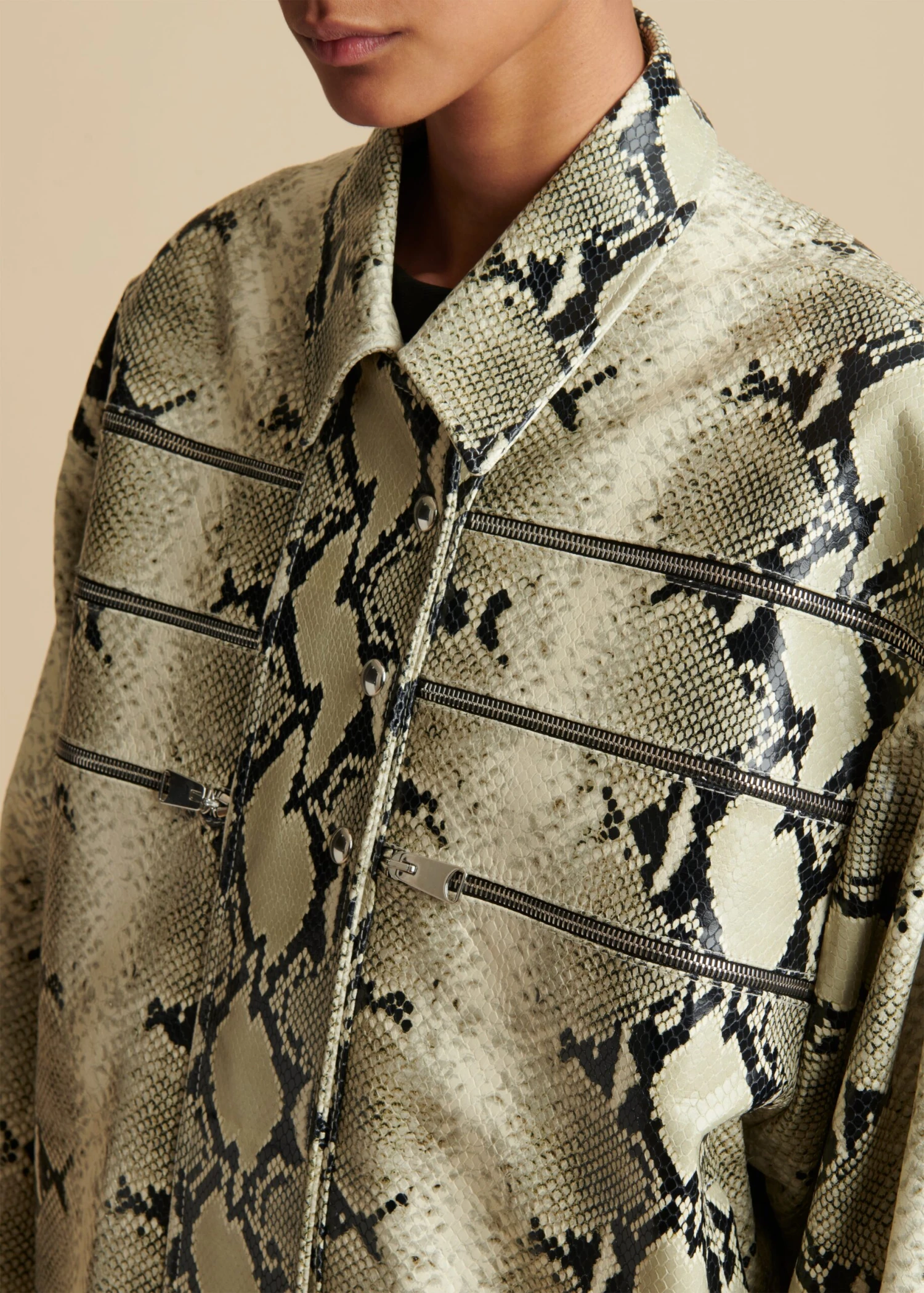 The Tania Jacket In Natural Python-Embossed Leather 4 The Tania Jacket In Natural Python-Embossed Leather - Image 4