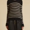 The Tilda Sweater In Black And Powder Stripe