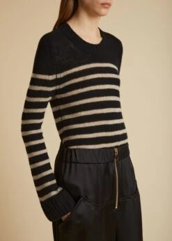 The Tilda Sweater In Black And Powder Stripe 10 The Tilda Sweater In Black And Powder Stripe -Fashion Girl Sales Shop TILDA BLACK POWDER 0040