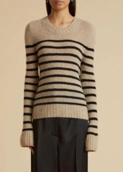 The Tilda Sweater In Powder And Black Stripe