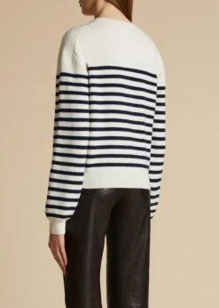 The Viola Sweater In Ivory And Navy Stripe -Fashion Girl Sales Shop VIOLA IVORY NAVY 0011