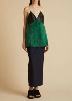 The Zoa Top In Forest Green Shearling